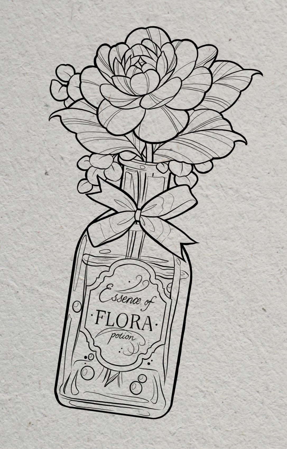 Rose and potion bottle flash design