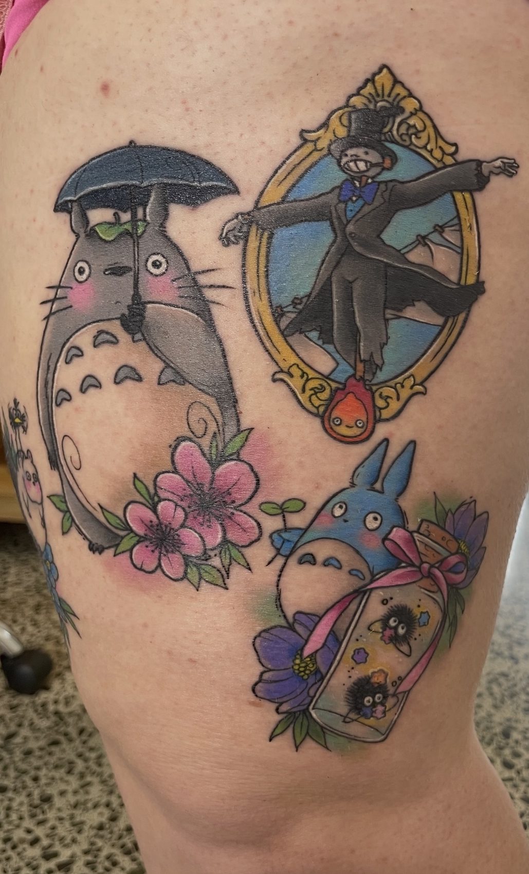 Studio Ghibli inspired colour tattoo